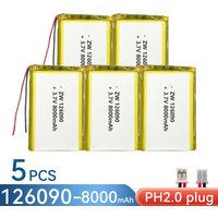 3.7V 8000mah 126090 Lithium Polymer Li-ion Battery For PAD DIY E-Book GPS PSP Power bank Tablet PC JST1.25 PH2.0 XH2.54 PLUG