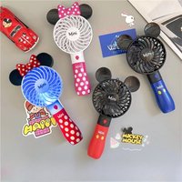 Mickey Mouse Handheld USB Charging Fan Cartoon Anime Character Shaped Desktop Electric Fan Kawaii Night Light Fan Toys Gift