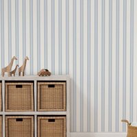 Blue Ticking Stripes Wall Mural, Blue Stripes Wallpaper For Boys Bedroom Nursery, Self-adhesive Or Un-paste Wall Paper Roll.