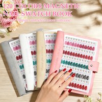 60/120 Colors Premium Magnetic Nail Swatch Book Crescent-Shaped Leather Cover Reusable Magnetic Nail Tips Removable Nail Tools image 4