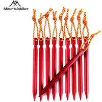 Mountainhiker 10pcs Aluminum Alloy Tent Pegs Nail with Rope Camping Hiking Equipment for Outdoor Traveling Tent Accessories 18CM