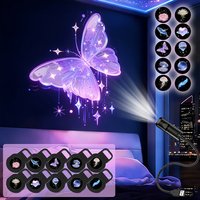 LED Projection Light USB LED Projector LED Butterfly Projection Night Light LED Projector With 10 Patterns Photography Props