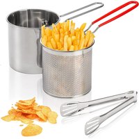 LMETJMA – poêle à frire avec panier à passoire, en acier inoxydable, Tempura japonais, pour frites et poulet KC0460