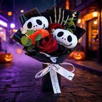 Halloweenowa Bukietowa Pluszowa Lalka Jack Skellington Zabawny Czaszka Duch Halloween Walentynki Prezent Urodzinowy dla Dziewczyny