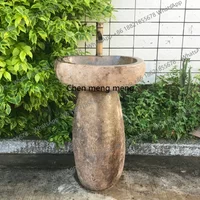Natural Stone Wash Basin Integrated Balcony Outdoor Wash Basin Courtyard Column Washbasin Antique Outdoor Pool