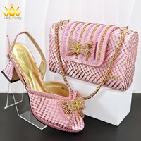 Pink Color Specials Design Fashion Sweet Style Nigerian Women Shoes Matching Bag Set to Match for Elegant Party