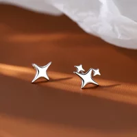 925 Stamp Silver Star Earrings Women Girl Gift Cute Banquet Asymmetry Jewelry Dropshipping Wholesale