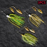 3pcs Swivel Fish Fishing Lures Set Spinner Artificial Bait Skirts Kit Weedless Buzzbait Wobblers For Bass Pike Swimbait Walleye