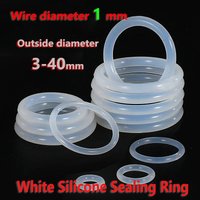 CS 1mm VMQ White Silicone Sealing Ring OD3-40mm Food Grade Rubber Insulate Shape Seal O-ring Silicone Seals Ring