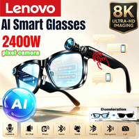 Lunettes intelligentes Lenovo sans fil Bluetooth avec IA, télécommande, photo 8K HD, appels, musique, lunettes de soleil de sport, cadeaux de loisirs pour hommes et femmes