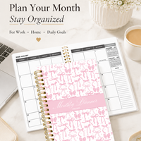 1PC 2026.7-2028.6 Monthly Planner, 24 Month Pink Bow Spiral Agenda Notebook, A5 Schedule Organizer with Notes Pages