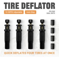 4pcs Tire Pressure Reduction Kit 10-30 PSI/0.7-2.1 BAR Auto-Stop Deflator Valve Set for Offroad Motorcycle SUV and Truck Tires