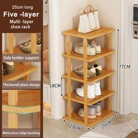 5 Tiers Vertical Shoe Rack, Space Saving Corner Narrow Shoe Shelf, Free Standing Organizer For Entryway, Closet, No-Tool Need