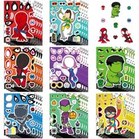 8/16Sheets Spider-Man Cartoon Puzzle Stickers The Avenger Make a Face Assemble Jigsaw Game Party Toys Gifts