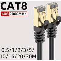 Câble Ethernet CAT 8 40 Gbps 2000 MHz CAT8 RJ45 Cordon de raccordement réseau LAN rond 0,5/1/2/3/5/10/15/20/30 m pour modem routeur PS 5/4