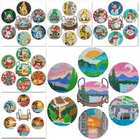 6/8PCS Christmas element combination pattern diamond painting DIY coaster set with holder - suitable for both adults and kids