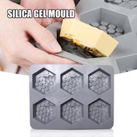 Sechseckige Bienenseifenform aus Silikon, 3D-Bienenwabenform mit 6 Mulden, leicht zu lösende, antihaftbeschichtete Gips-Bastelkerzenherstellungsform
