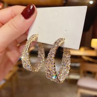 ZAKOL Trendy Crystal C-Shaped Earrings Women's Rhinestone Wedding Party Pendant Earrings Fashion Korean Jewelry Earrings