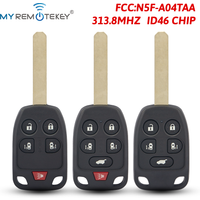 MYREMOTEKEY Remote key 313.8Mhz 5/6 button ID46 chip for 2011 2012 2013 Honda Odyssey FCC N5F-A04TAA