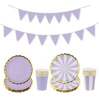 10pcs Purple Macaron Theme Tableware Set Disposable Tableware Birthday Party Plates Paper Cups Paper Plates Set Wholesale