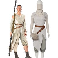Rey Cosplay Costume Space Battle Skywalker Outfit Women Jedi Uniform Assassin Mask Bag Costume Set Halloween Carnival Party Suit