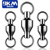 9KM 10Pcs Fishing Ball Bearing Swivel Black Heavy Duty with Solid Ring Stainless Steel Accessories Connector Tackle