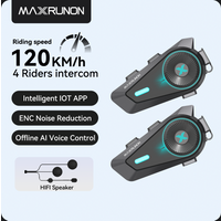 MAXRUNON D10 Motorrad-Bluetooth-Intercom für 4 Fahrer, Gruppenkommunikation, APP, KI-Sprachsteuerung, ENC-Geräuschunterdrückung, IPX7, FM, BT5.4