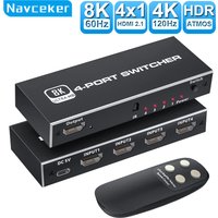 2026 Switcher HDMI 2.1-compatible 4 in 1 out 2 in 1 out 8K 60Hz 4K 120Hz Switch Splitter adapter IR Remote For PS5 PS4 Projector