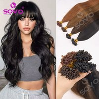Pre Bonded V Tip Hair Extensions 100 Strands Real Remy Human Hair Keratin Tips Silky Straight 12-26 Inch No Tangle