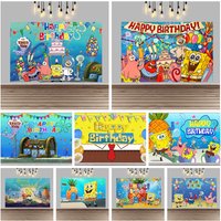SpongeBob SquarePants Kids Birthday Party Backdrop Pineapple House Baby Shower Photography Studio Wall Decor Background Banner