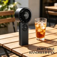 LED Digital Display Mini Cooling Fan Brushless Motor 3600mAh Type C Charging Lightweight Pocket Handheld Fan