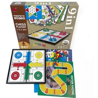 9 in 1 Foldable Magnetic Board Game Set Portable Plastic Tabletop Travel Outdoor Classic Family Game Collection