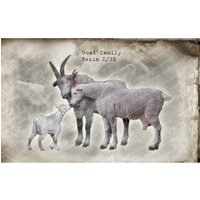 1/35 scale resin unpainted model kit, unassembled and unpainted goat, mother goat, and baby goat, GK,