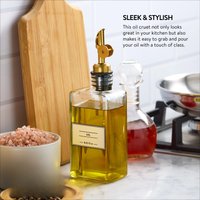 8.45oz Automatic Oil Pot Soy Sauce Bottle Vinegar Bottle Unfilled Glass Oil Cruet Bottle with Gold Spout Kitchen Accessories