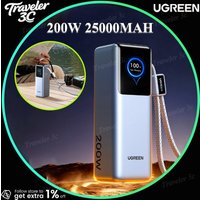 2026 NEW Ugreen PB728 200W 25000MAH Portable Power Bank With Screen And 65cm Data cable Cell Phone Power Bank PC+ABS Laptop PC