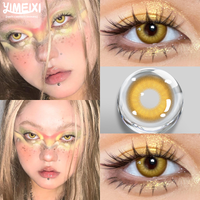 YIMEIXI 2-teilige Cosplay goldfarbene Kontaktlinsen mit Grad, Halloween-Linsen, Anime-lila Linsen, große Augen, weiches Make-up für Schüler