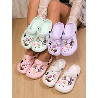 Cute Handmade DIY Ladies' Slippers Anti-Slip Indoor Outdoor Home Sandals with Holes for Comfortable Walking