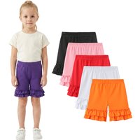 Girls Stretchy Cotton Ruffle Hem Short Leggings Undershorts for Ages 4-8 Comfortable Elastic Waist Kids Bottoms