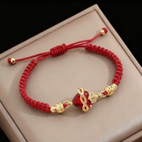 Lucky Red Rope Braided Sacred Red Heart Shaped Crystal Cross Bracelet Classic for Men Women Lucky Religious Jewelry Party Gift