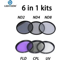 Lightdow Camera Lens Filter 6 in 1 Kits UV+CPL+FLD+ND 2 4 8 49mm 52 55 58 62 67 72 77 82 for Cannon Nikon Camera Lens