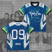 TWICE 'This Is For' Flame Baseball Jersey Unisex Oversized Kpop Streetwear Casual Mesh Top for Fans