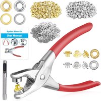 1/4 Inch 6mm(Inside Diameter) Grommet Eyelet Pliers Tool Kit , Eyelet Pliers Kit With Hole Punch and Metal Eyelets and Washers,