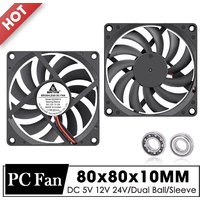 Gdstime 80mm Fan DC 5V 12V 24V 80x80x10MM Brushless Cooling Fan 8010 Double Ball Cooler 8CM Axial Fan for PC Case CPU Cooling