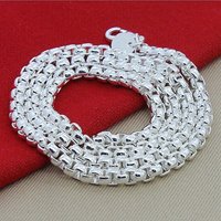 925 Sterling Silver exquisite luxury fashion Women men round box chain wedding noble charm Necklace 20/24 inches jewelry