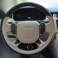 Hand-stitched black beige leather car steering wheel cover For Land Rover Range Rover Discovery 3/4/5 Evoque Defender Freelander