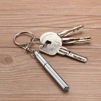 Portable Stainless Steel Key Ring Silver Bold Ballpoint Pen Telescoping Telescoping Pen Students Gift