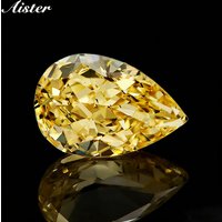 New Yellow Pear Crushed Ice Cut Cubic Zirconia High Carbon Lab Diamond CZ Gemstone 4K Cut 5A+ Quality for Jewelry Making