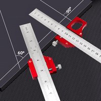 Adjustable Steel Ruler Positioning Block Combination Square Angle Marking Gauge Line Scriber Ruler Fixed Position Measuring Tool