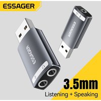 Essager USB Sound Card External 3.5mm USB Adapter Earphone Micphone Speaker Audio Interfacer for PS4 Laptop Computer Sound Card