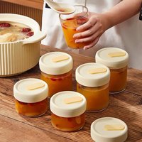1Pc 240/400ML Glass Food Storage Jar With Sealed Silicone Lid Heat Resistant Microwavable Soup Juice Container Cereals Jar